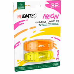 Emtec C410 Neon, 32 Go, USB Type-A, 2.0, Casquette, Orange, Jaune