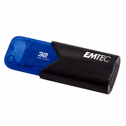 Emtec B110 Click Easy 3.2, 32 Go, USB Type-A, 3.2 Gen 2 (3.1 Gen 2), 20 Mo/s, Slide, Noir, Bleu