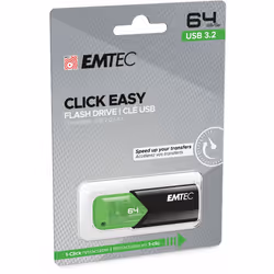 Emtec Click Easy lecteur USB flash 64 Go USB Type-A 3.2 Gen 1 (3.1 Gen 1) Noir, Vert