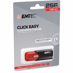 Emtec Click Easy lecteur USB flash 256 Go USB Type-A 3.2 Gen 1 (3.1 Gen 1) Noir, Rouge