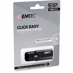 Emtec B110 Click Easy 3.2, 512 Go, USB Type-A, 3.2 Gen 2 (3.1 Gen 2), 20 Mo/s, Slide, Noir