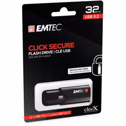 Emtec B120 Click Secure lecteur USB flash 32 Go USB Type-A 3.2 Gen 2 (3.1 Gen 2) Noir