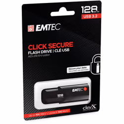 Emtec B120 Click Secure lecteur USB flash 128 Go USB Type-A 3.2 Gen 2 (3.1 Gen 2) Noir