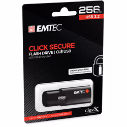 Emtec B120 Click Secure lecteur USB flash 256 Go USB Type-A 3.2 Gen 2 (3.1 Gen 2) Noir