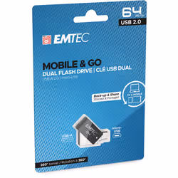 Emtec T260B lecteur USB flash 64 Go USB Type-A / Micro-USB 2.0 Noir, Acier inoxydable - Vue supplémentaire 4
