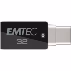 Emtec T260C lecteur USB flash 32 Go USB Type-A / USB Type-C 3.2 Gen 1 (3.1 Gen 1) Noir, Acier inoxydable