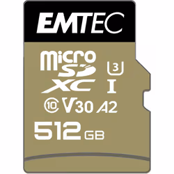 Emtec ECMSDM512GXC10SP, 512 Go, MicroSDXC, Classe 10, UHS-I, 100 Mo/s, 95 Mo/s