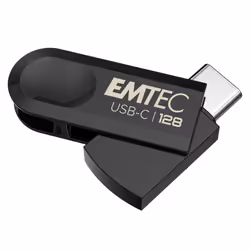 Emtec C280, 128 Go, USB Type-C, 3.2 Gen 1 (3.1 Gen 1), Pivotant, Noir