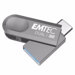 Emtec D280 Dual, 32 Go, USB Type-A / USB Type-C, 3.2 Gen 1 (3.1 Gen 1), Pivotant, Argent