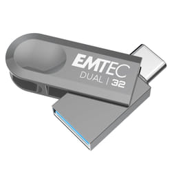 Emtec D280 Dual lecteur USB flash 32 Go USB Type-A / USB Type-C 3.2 Gen 1 (3.1 Gen 1) Argent