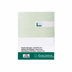 Exacompta 412E, Noir, A4, 200 feuilles, 110 g/m², Papier quadrillé, Couverture rigide
