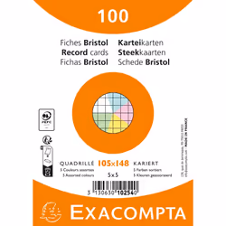 Exacompta 10254E, Bleu, Vert, Rose, Blanc, Jaune, A6, Papier, Papier quadrillé, 205 g/m², 105 mm