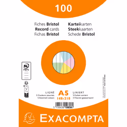 Exacompta 10858E, Bleu, Vert, Rose, Blanc, Jaune, A5, Papier, Papier ligné, 205 g/m², 148 mm