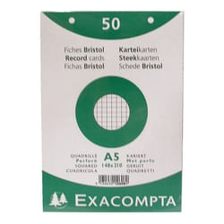 Paquet 50 fiches bristol sous film - blanc quad...