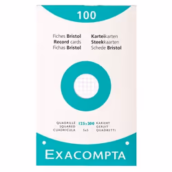 EXACOMPTA 100 Fiches Bristol 125x200mm quadrillées 5x5mm et perforées Blanc