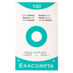 EXACOMPTA 100 Fiches Bristol 125x200mm quadrillées 5x5mm et perforées Blanc