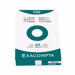 Brause Étui de 100 fiches - bristol ligné non perforé 148x210mm, Blanc, 100 feuilles, 148 mm, 210 mm, 1 pièce(s)