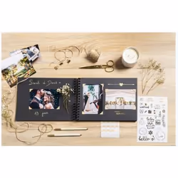 Exacompta Kit de scrapbooking album 70 pages noires scrap-addict - kraft brun