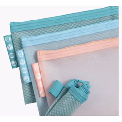 Exacompta Pochette à fermeture éclair en plastique souple Chromaline pastel - A6 - Couleurs assorties