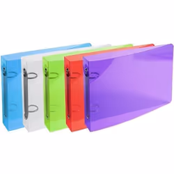 EXACOMPTA - Classeur Fiche Bristol - Dos 35mm - 148 x 21 - 2 anneaux - Polypropylène translucide 7/10ème - 5 couleurs aléatoi ...