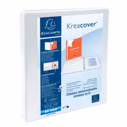 Exacompta Kreacover, A4, Anneau en D, Présentation, Carton, Polypropylène (PP), Blanc, 140 feuilles