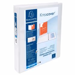 Exacompta Kreacover, A4, Anneau en D, Présentation, Carton, Polypropylène (PP), Blanc, 230 feuilles