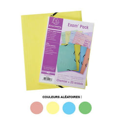 25 fiches bristol et chemise de rangement - A5 - Petits carreaux - Couleur pastel - Exacompta