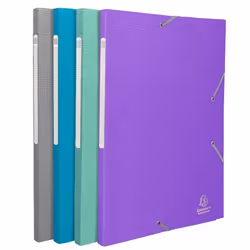 Exacompta Teksto, Flap folder, A4, Carton, Bleu, Vert, Gris, Violet, 300 feuilles, 400 g/m²
