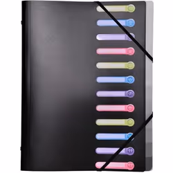 EXACOMPTA Trieur 24x32cm Polypropylène 12 Compartiments Noir