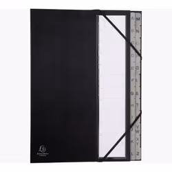 Exacompta 56090E, Onglet avec index alphabétique, Noir, Portrait, A4, 225 g/m², 253 mm