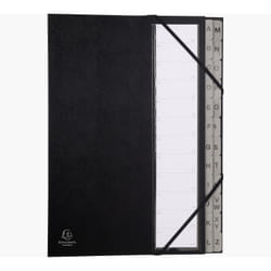 Exacompta 56090E intercalaire de classement Onglet avec index alphabétique Noir