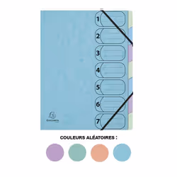 Trieur - 7 touches - A4 - Carton - Couleurs pastel assorties - Harmonika - Exacompta