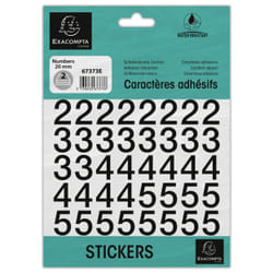 Exacompta 67373E lettre et chiffre autocollants Noir Numéro, symbole