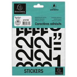 Exacompta 67374E lettre et chiffre autocollants Noir Numéro, symbole