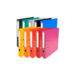 Exacompta - Classeur à levier plastifié A4 - Dos 5 cm couleurs assorties vives - Lot de 10