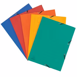 Chemise à élastique 3 rabats carte imprimée Exacompta 24 x 32 cm dos 15 cm couleurs assorties - Lot de 10