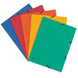 Chemise à élastique 3 rabats carte imprimée Exacompta 24 x 32 cm dos 15 cm couleurs assorties - Lot de 10