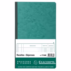 Carnet de comptabilité - Exacompta - Piqûre - 32x195 cm - Recettes-dépenses - 80 pages