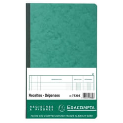 Carnet de comptabilité - Exacompta - Piqûre - 32x195 cm - Recettes-dépenses - 80 pages