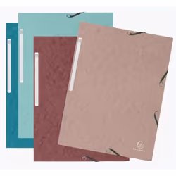 Exacompta Chemise à élastiques 3 rabats carte lustrée 400g/m2 skandi - couleurs assorties - nouveauté, Chemise à rabats, A4, ...