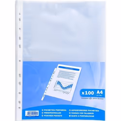 EXACOMPTA 100 Pochettes perforées A4 Polypropylène grainé 38x100e