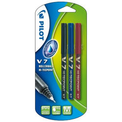 Pilot Hi-Tecpoint V7 Stylos à encre gel avec bouchon Noir, Bleu, Rouge 3 pièce(s)