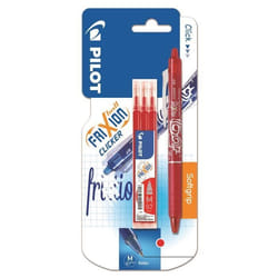 PILOT - Roller effacable + recharges- Frixion Ball Clicker rouge + 1 etui de 3 recharges Rouge - Pointe Moyenne - Encre Rouge
