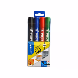 Pilot Permanent Marker 100, 4 pièce(s), Multicolore, Multicolore, 4,5 mm, 1 mm