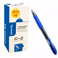 Pilot G-2 VALUE PACK, Stylos rétractables à encre gel, Bleu, Bleu, Moyen, Rond, 0,39 mm
