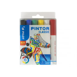 Pilot Pintor Classic marqueur 6 pièce(s) Pointe ogive Noir, Bleu, Vert, Rouge, Blanc, Jaune