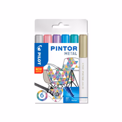 Pilot Pintor Metal, 6 pièce(s), Bleu, Or, Vert, Rose, Argent, Violet, Pointe fine, Couleurs assorties, Rond, 2,3 mm