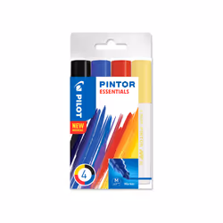 Pilot Pinton Essentials, 4 pièce(s), Noir, Bleu, Rouge, Jaune, Pointe fine, Couleurs assorties, Rond, 4,5 mm