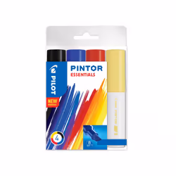 Pilot Pintor, 4 pièce(s), Noir, Bleu, Rouge, Jaune, Pointe du marqueur, Couleurs assorties, Rond, 8 mm
