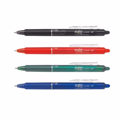 Lot de 4 stylos FriXion Ball Clicker pointe moyenne 0.7mm bleu rouge noir vert Pilot